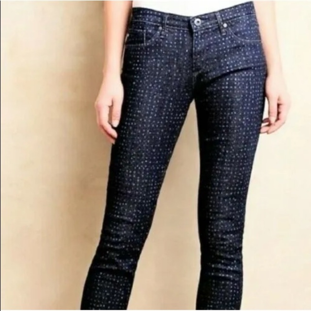 AG Adriano Goldschmied Size 28 Blue Dot Stevie Ankle Slim Straight Ankle Jeans
